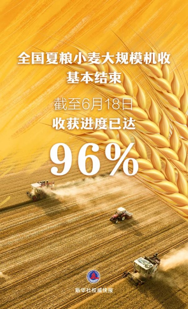 锦达网 新华社权威快报丨全国夏粮小麦大规模机收基本结束